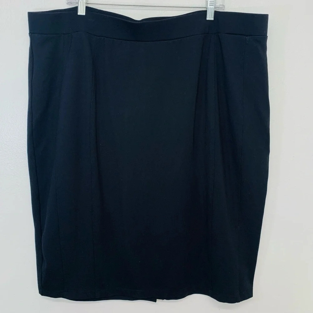 H by Halston Skirt Black 26WP Pencil Elastic Waist Knit Knee Length Capsule Work